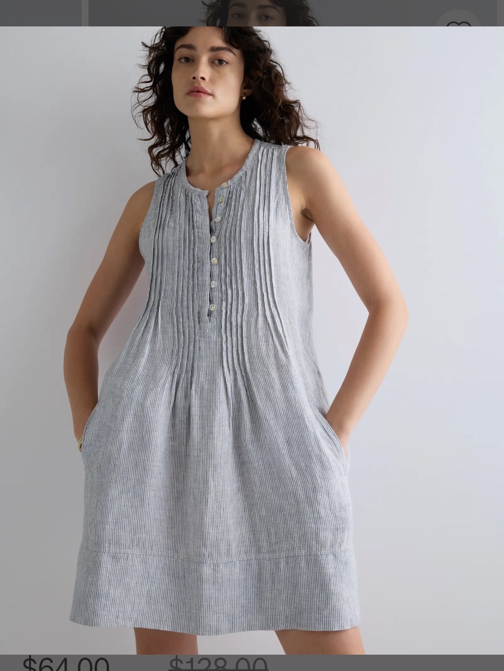 Quince 100% European Linen Sleeveless Swing Dress, NWT, S